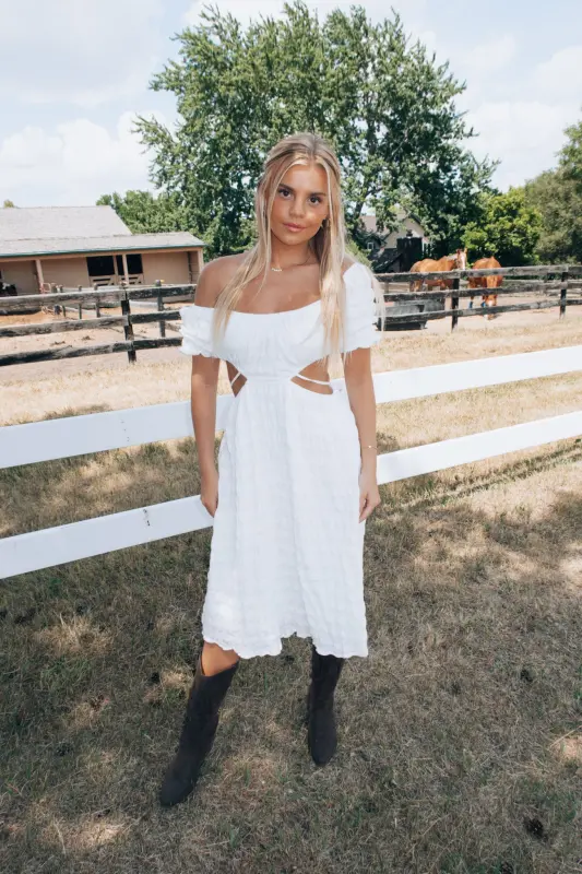 Jailynn Puff Sleeve Midi Dress-87459