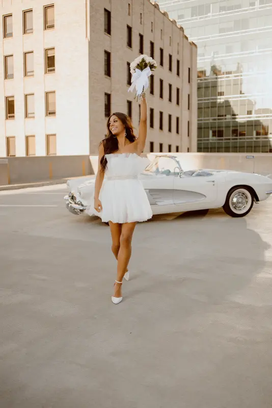 Kyndall Tulle Mini Dress in White