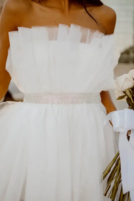 Kyndall Tulle Mini Dress in White