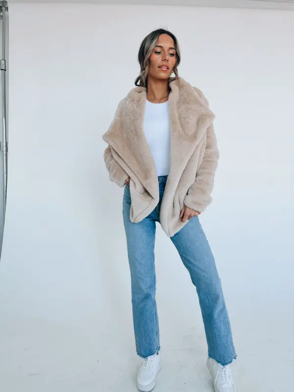 Almond Faux Fur Jacket-73160