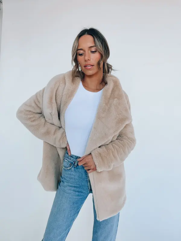 Almond Faux Fur Jacket