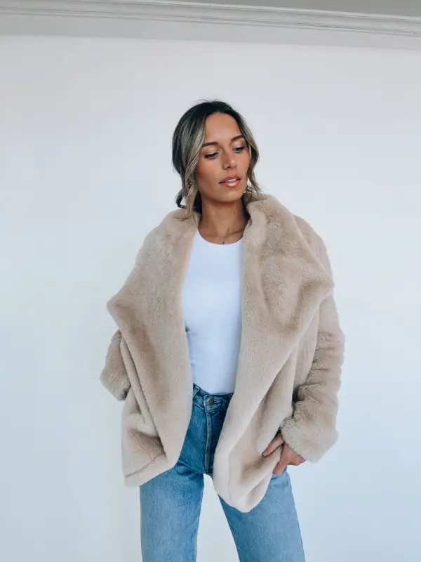 Almond Faux Fur Jacket