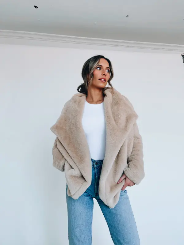 Almond Faux Fur Jacket