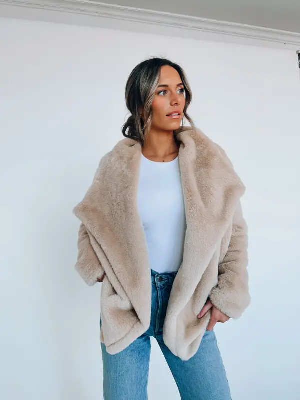 Almond Faux Fur Jacket