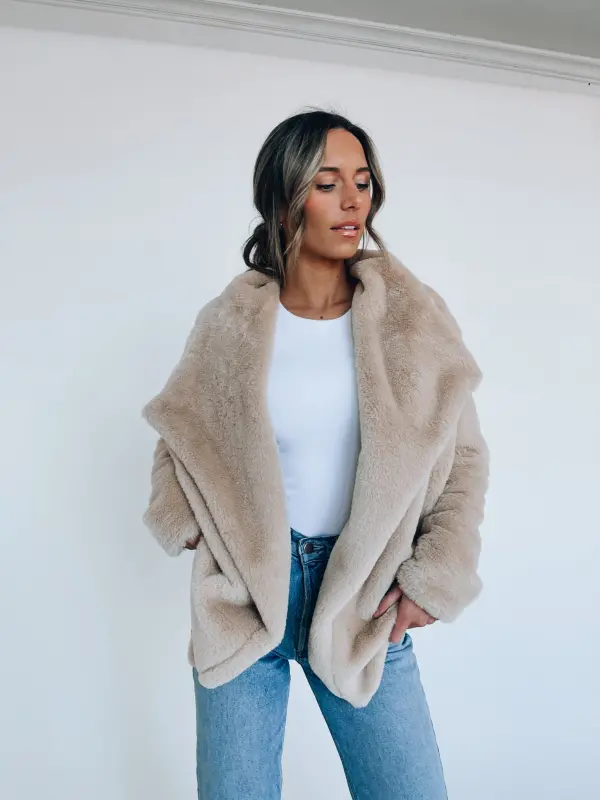 Almond Faux Fur Jacket