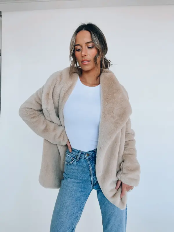 Almond Faux Fur Jacket