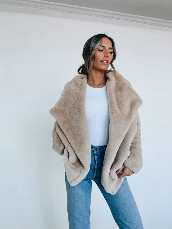 Almond Faux Fur Jacket