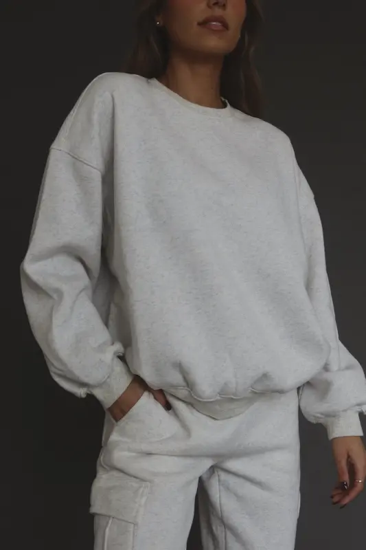Lennox Crew Neck Sweatshirt In Heather White