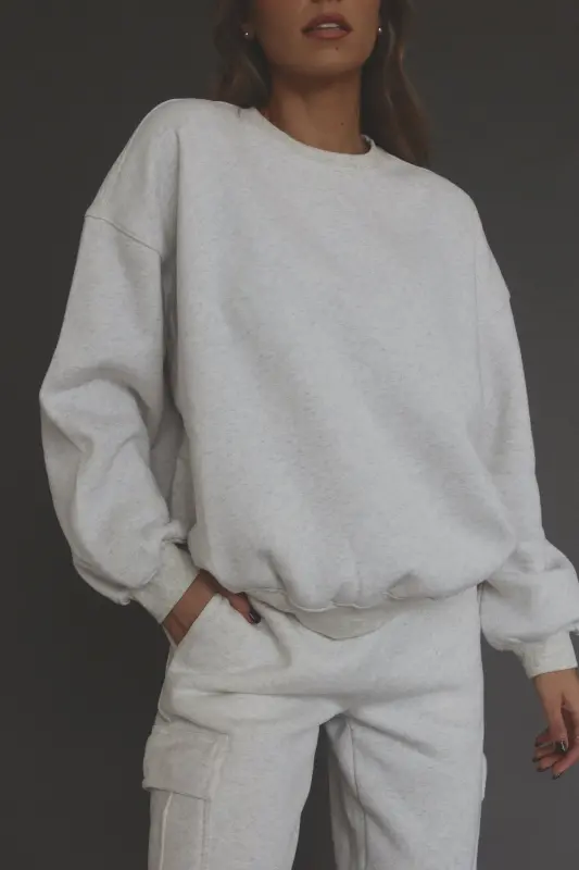 Lennox Crew Neck Sweatshirt In Heather White