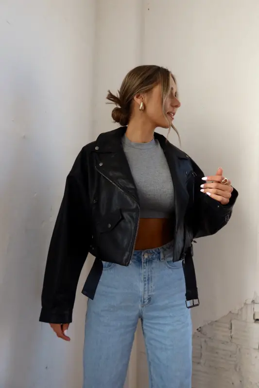 Zayna Leather Moto Jacket-96272