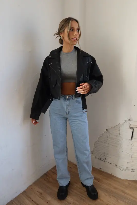 Zayna Leather Moto Jacket