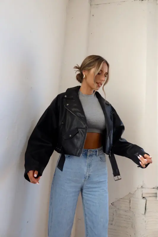 Zayna Leather Moto Jacket