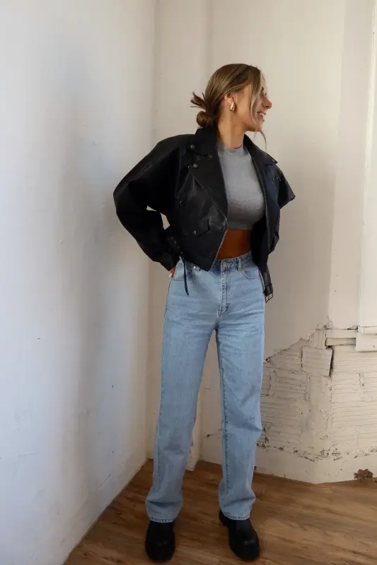 Zayna Leather Moto Jacket