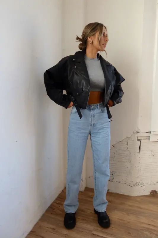 Zayna Leather Moto Jacket