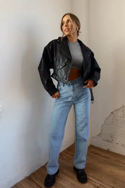 Zayna Leather Moto Jacket