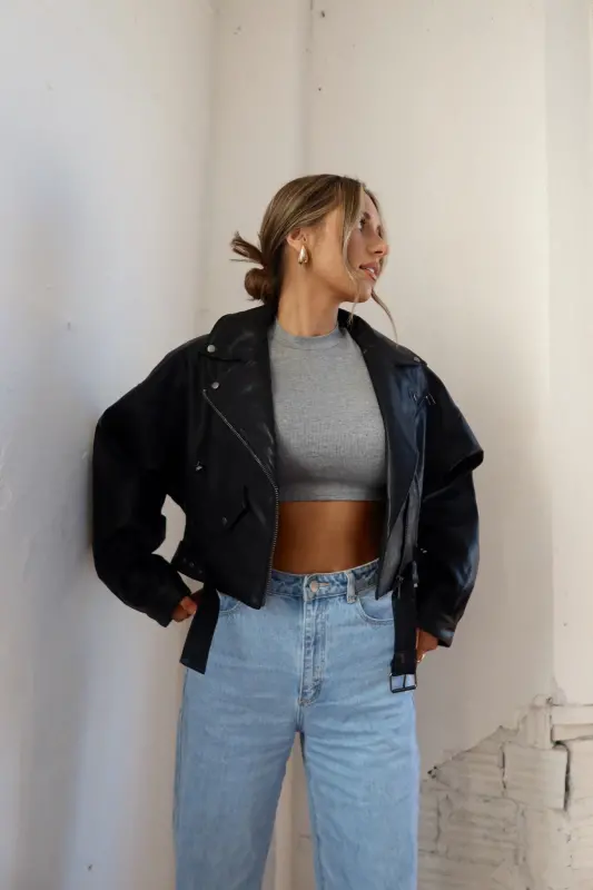 Zayna Leather Moto Jacket