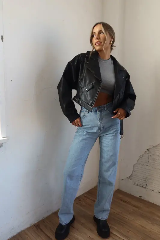 Zayna Leather Moto Jacket