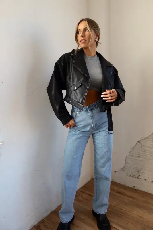 Zayna Leather Moto Jacket