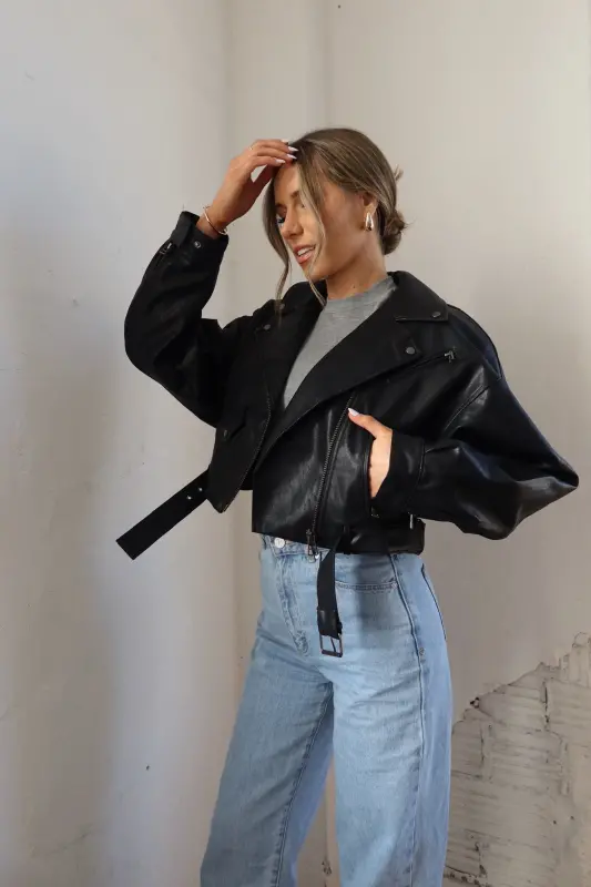 Zayna Leather Moto Jacket